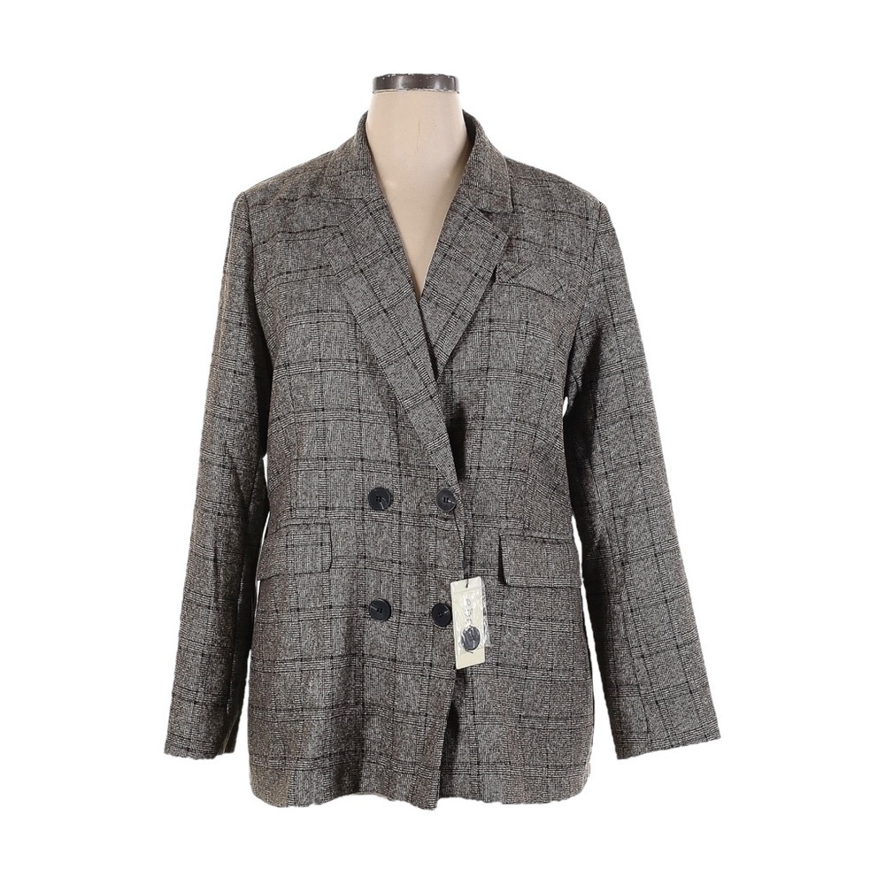 Ebossy Plaid Print Brown/Taupe Blazer Size XL